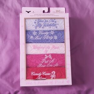 PINK Victoria's Secret Lace Thong Set - White, Light Blue, Lilac, Pink, Red